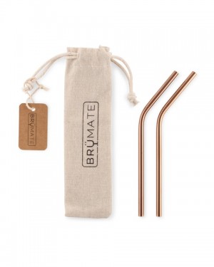 Rose Gold Bru Mate Stainless Steel Reusable Straws Small | USA_BRU21465